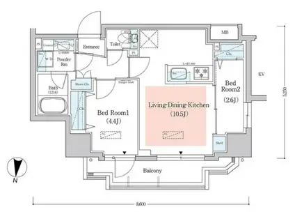 アーバネックス西新宿II(2LDK/3階)の間取り写真