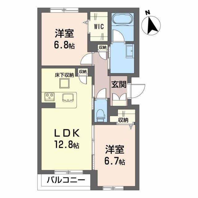 グランディア古川(2LDK/1階)の間取り写真