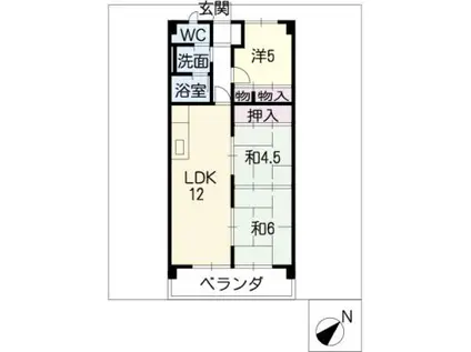 美笠レジデンス(3LDK/2階)の間取り写真