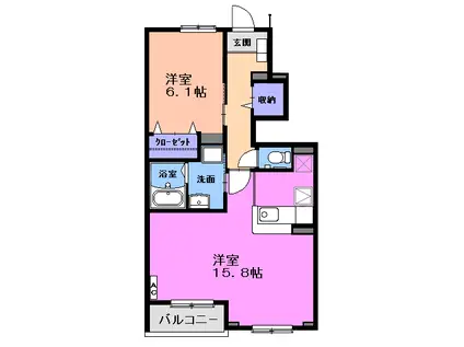 ピクシー・ラビット(1LDK/1階)の間取り写真