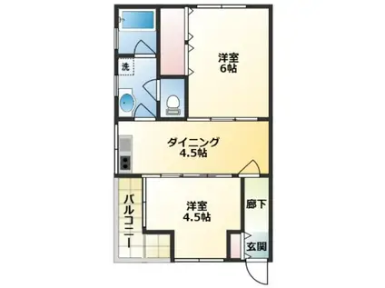 アリビオ府中南町(2DK/1階)の間取り写真