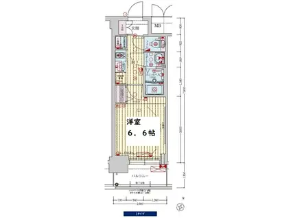 プレサンス新大阪イオリア(1K/3階)の間取り写真