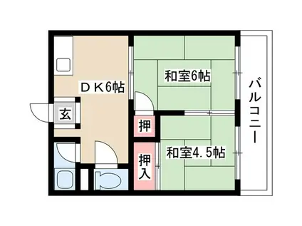 コーポよしみ(2DK/2階)の間取り写真