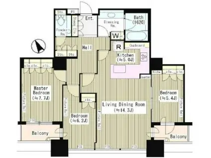 東京ツインパークスライトウィング(3LDK/31階)の間取り写真
