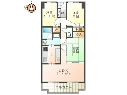 サーパス城東(3LDK/10階)の間取り写真