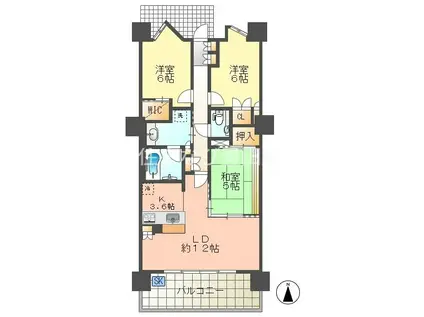 パークタワー豊田(3LDK/6階)の間取り写真