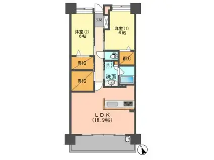 ヴェルディ御船町(2LDK/5階)の間取り写真