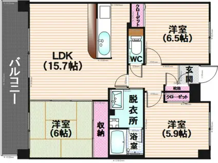 ブルームガーデン桧原(3LDK/3階)の間取り写真