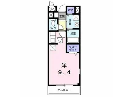 ブルースカイヒルズI(ワンルーム/1階)の間取り写真