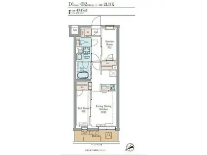 LUMINOUSつつじヶ丘(2LDK/4階)の間取り写真