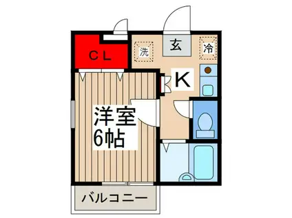 エスポワール市川(1K/1階)の間取り写真