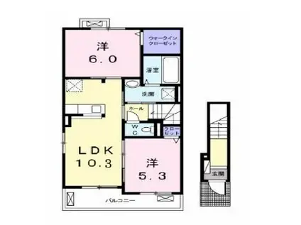 プラムII(2LDK/2階)の間取り写真