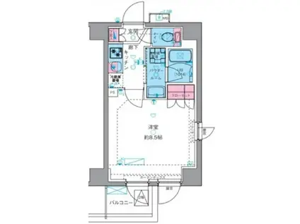 ジェノヴィア四谷三丁目グリーンヴェール(1K/2階)の間取り写真