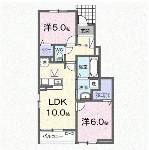 アクティフ浦上II(2LDK/1階)の間取り写真