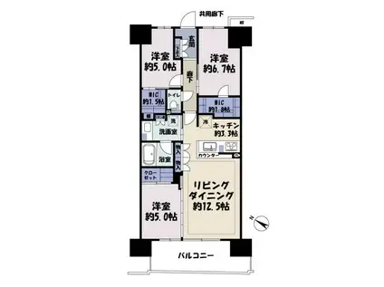 つくばグランヴィラ(3LDK/8階)の間取り写真