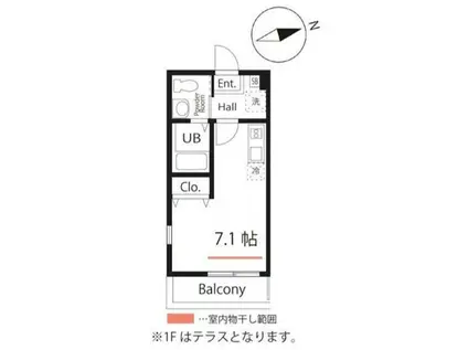 ハーミットクラブハウスポルタ(ワンルーム/2階)の間取り写真