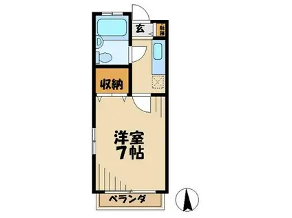 タマヒルハウス(1K/1階)の間取り写真