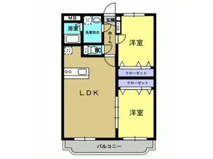 グラフィック川内(2LDK/1階)の間取り写真