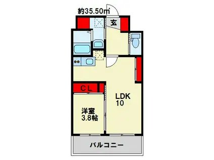 プルーム真鶴(1LDK/2階)の間取り写真