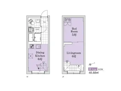 EXAM代々木八幡(1LDK/1階)の間取り写真