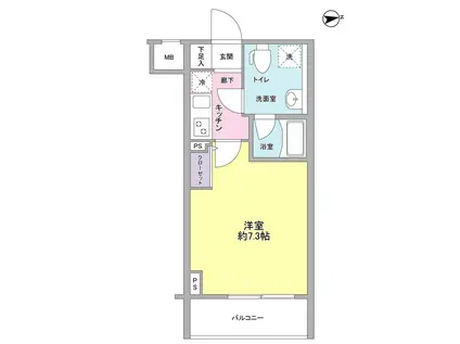 メインステージ白金高輪駅前(1K/6階)の間取り写真
