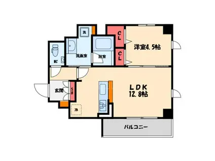 ウェルホームズ靭公園(1LDK/2階)の間取り写真