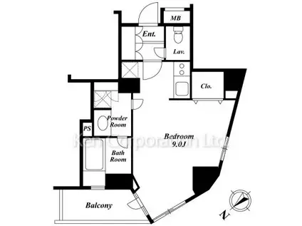 セントラルクリブ六本木I(ワンルーム/15階)の間取り写真