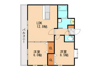 エントピア麦野(2LDK/1階)の間取り写真