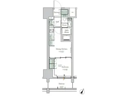 ONE ROOF RESIDENCE TAMACHI(1DK/6階)の間取り写真