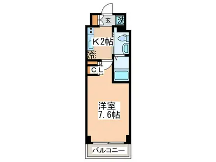 プラウドフラット登戸(1K/9階)の間取り写真