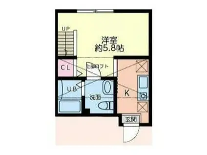 ティナ小田急相模原II(1K/2階)の間取り写真