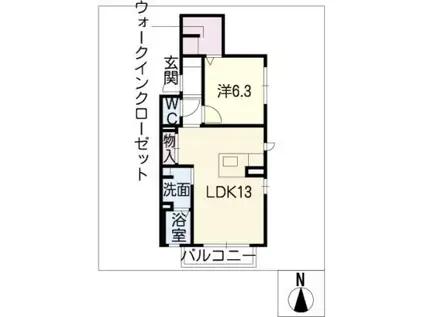 ディア フェスティボ(1LDK/1階)の間取り写真