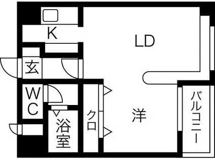 ルーデンスプレイス東札幌(1LDK/4階)の間取り写真