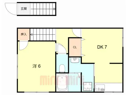 山口ハイツ(1DK/1階)の間取り写真