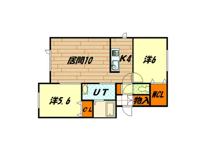 PAREJA A(2LDK/2階)の間取り写真