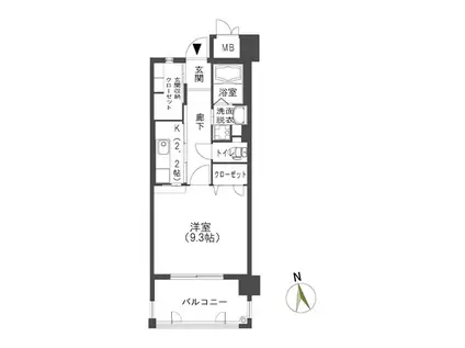 クラシオン大橋(1K/2階)の間取り写真