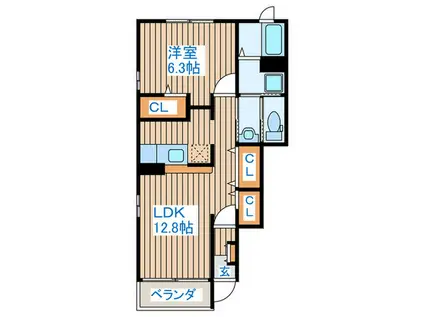 グランプラスC(1LDK/1階)の間取り写真
