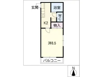 プチハウス(1K/2階)の間取り写真