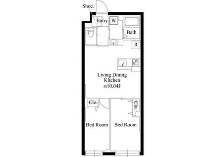 グランパセオ大岡山(2LDK/B1階)の間取り写真