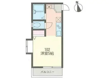 ガーデンヒルズ峰岡(ワンルーム/2階)の間取り写真