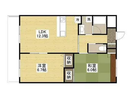 ミニヨンフルールAWA(2LDK/1階)の間取り写真