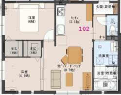 ファルベ(2LDK/1階)の間取り写真