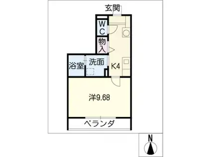 リヴァシティ一日市場(1K/1階)の間取り写真