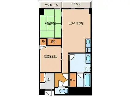 ファミール壱番館(2LDK/6階)の間取り写真