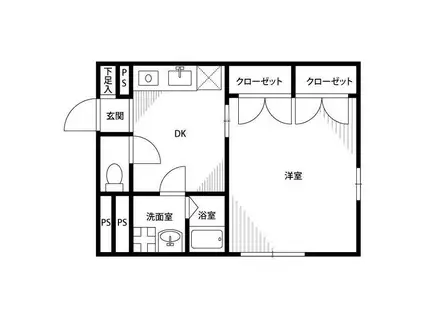 アンプルールフェールKIII(1DK/1階)の間取り写真