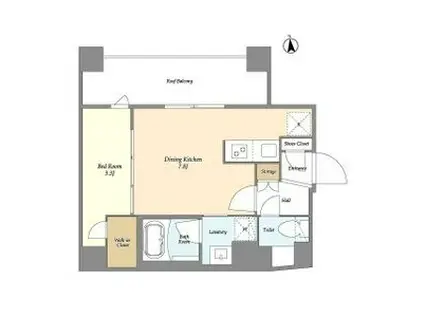 グランカーサ上野松が谷(1DK/10階)の間取り写真