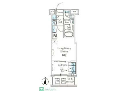 パークアクシス錦糸町ウエスト(1LDK/3階)の間取り写真