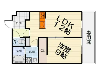 テラ・クアトロ(1LDK/2階)の間取り写真