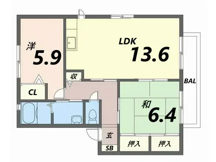 メゾンアルネ(2LDK/2階)の間取り写真