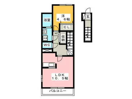 アジェラート15(1LDK/2階)の間取り写真